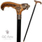 Wolf Head Bronze & Wood Walking Cane Stick - GC-Artis Walking Sticks Canes