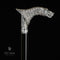 Wolf Wolfman Bronze Silver Plated Walking Stick Cane