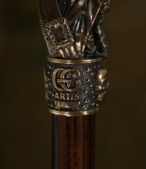 Pirate Captain with Monkey Bronze collectible walking stick - GC-Artis Walking Sticks Canes