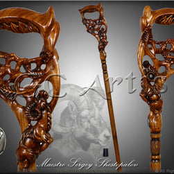 Walking Stick Cane RAM Dark Wooden - GC-Artis Walking Sticks Canes