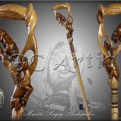 LION & IMPALA Light Wooden cane walking stick - GC-Artis Walking Sticks Canes