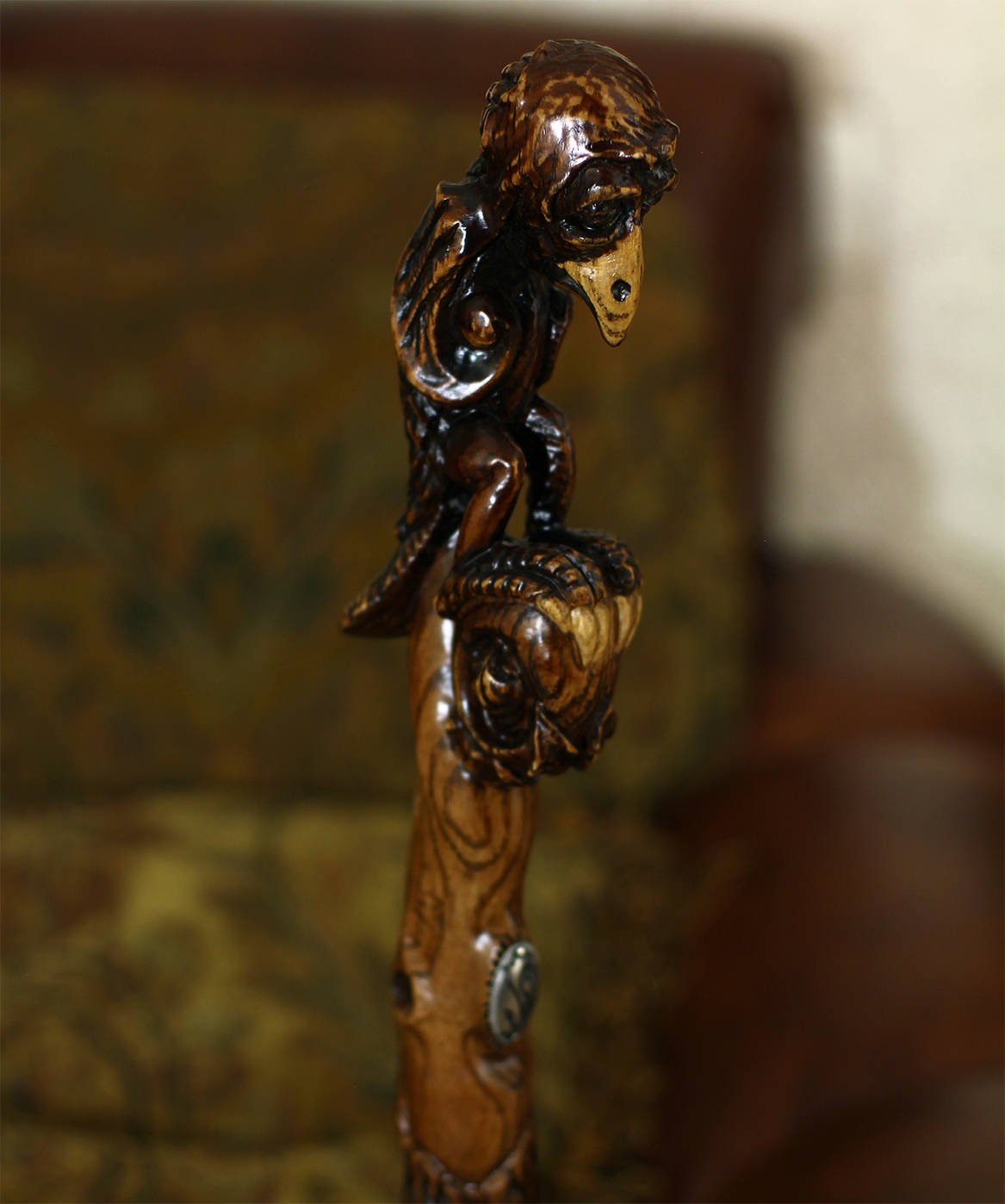 Sad Griffin Totem Extra long wooden walking stick cane Hiking staff - GC-Artis Walking Sticks Canes