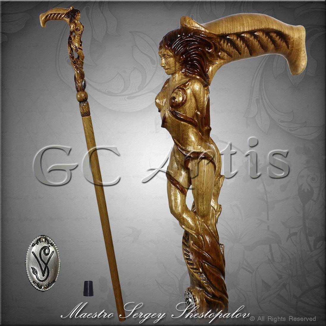 Forest Fairy Sexy Girl Wooden Walking stick Cane - GC-Artis Walking Sticks Canes