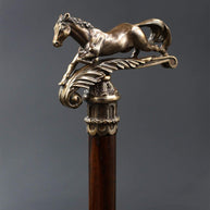 Walking Stick Cane Horse Solid Bronze & wood classic vintage style - GC-Artis Walking Sticks Canes