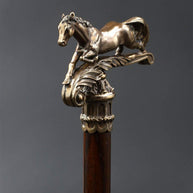 Walking Stick Cane Horse Solid Bronze & wood classic vintage style - GC-Artis Walking Sticks Canes