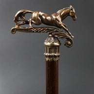 Walking Stick Cane Horse Solid Bronze & wood classic vintage style - GC-Artis Walking Sticks Canes