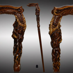 Fantasy Daragon CANE Dark Wooden Walking Stick - GC-Artis Walking Sticks Canes