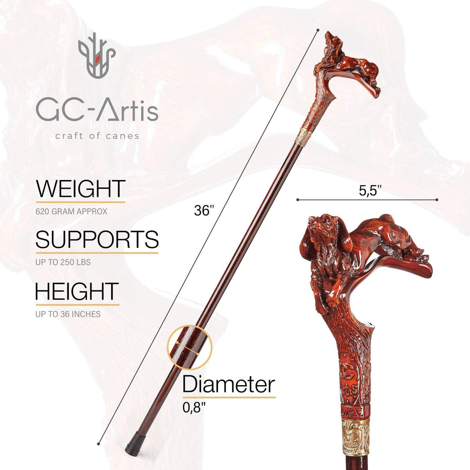 Spaniel Dog Walking Stick Cane - GC-Artis Walking Sticks Canes