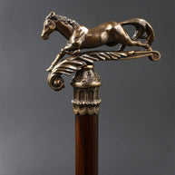 Walking Stick Cane Horse Solid Bronze & wood classic vintage style - GC-Artis Walking Sticks Canes