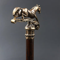 Walking Stick Cane Horse Solid Bronze & wood classic vintage style - GC-Artis Walking Sticks Canes