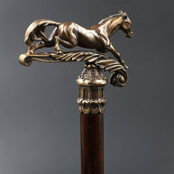 Walking Stick Cane Horse Solid Bronze & wood classic vintage style - GC-Artis Walking Sticks Canes