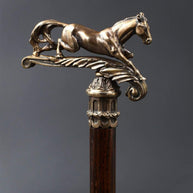 Walking Stick Cane Horse Solid Bronze & wood classic vintage style - GC-Artis Walking Sticks Canes