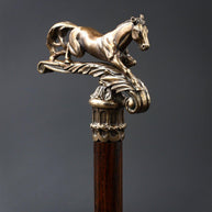 Walking Stick Cane Horse Solid Bronze & wood classic vintage style - GC-Artis Walking Sticks Canes