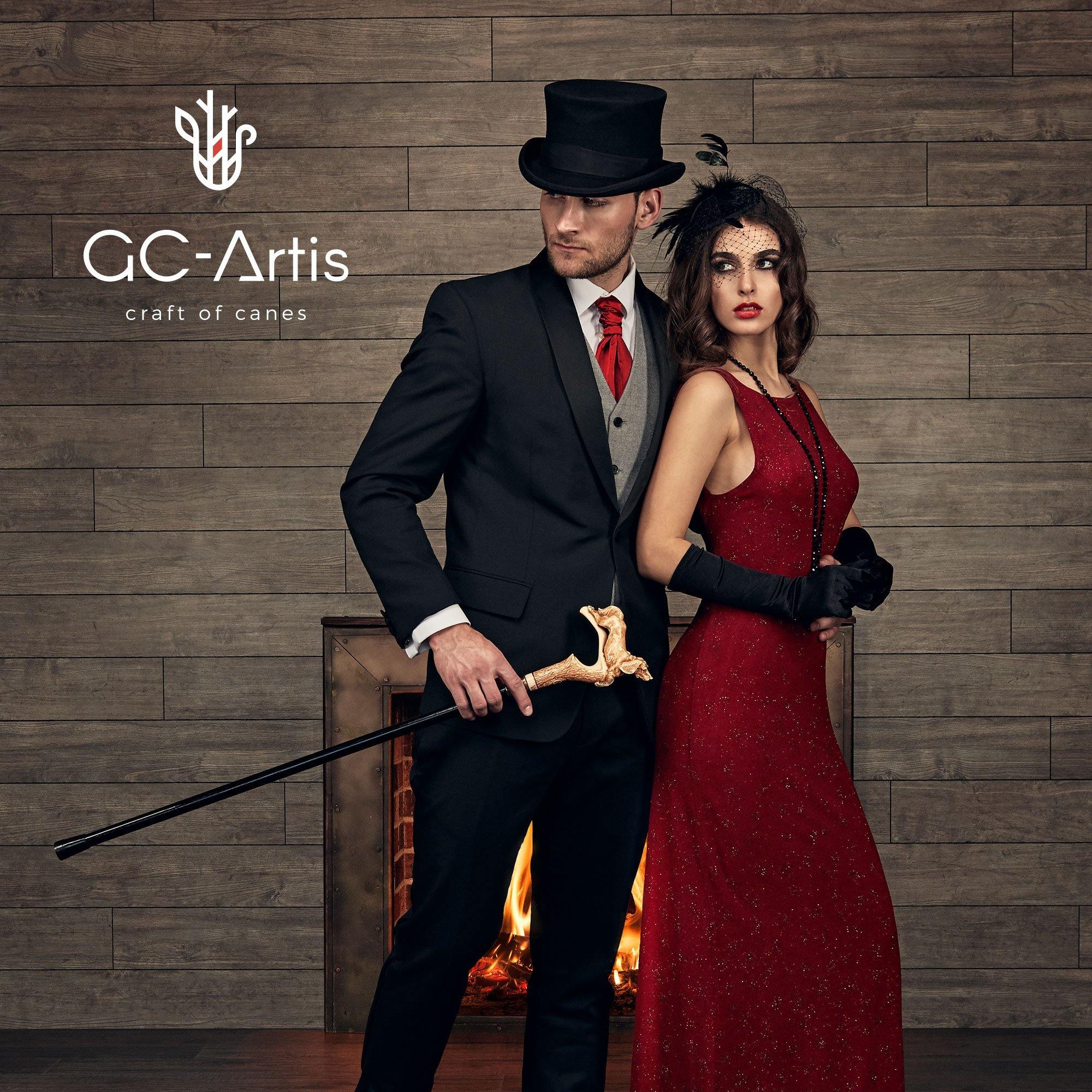 Luxury Cane Walking Stick Dog Spaniel Ivory Color - GC-Artis Walking Sticks Canes