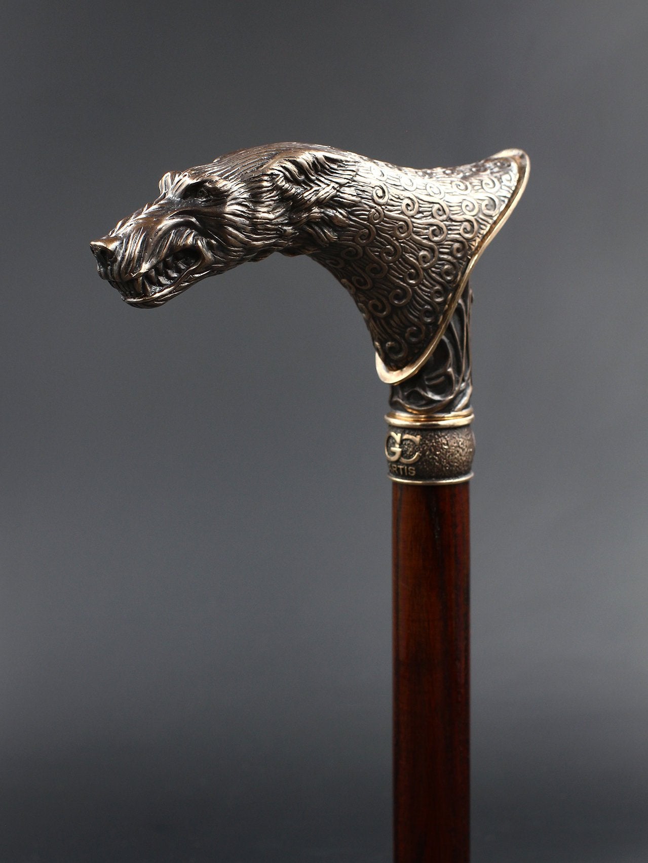 WerWolf wood & Bronze Walking Stick Cane - GC-Artis Walking Sticks Canes