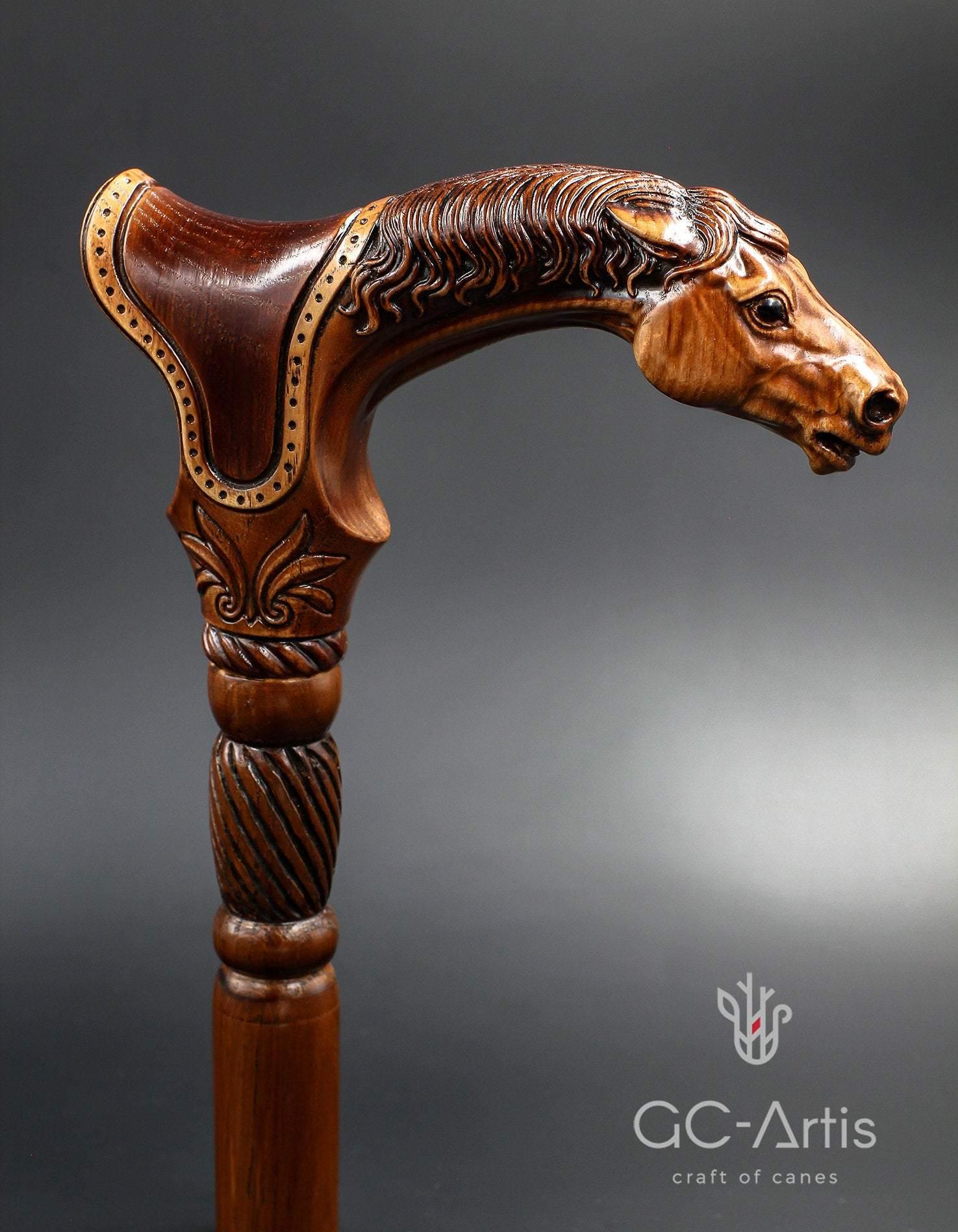 Wooden Cane Walking Stick Horse with Saddle - GC-Artis Walking Sticks Canes