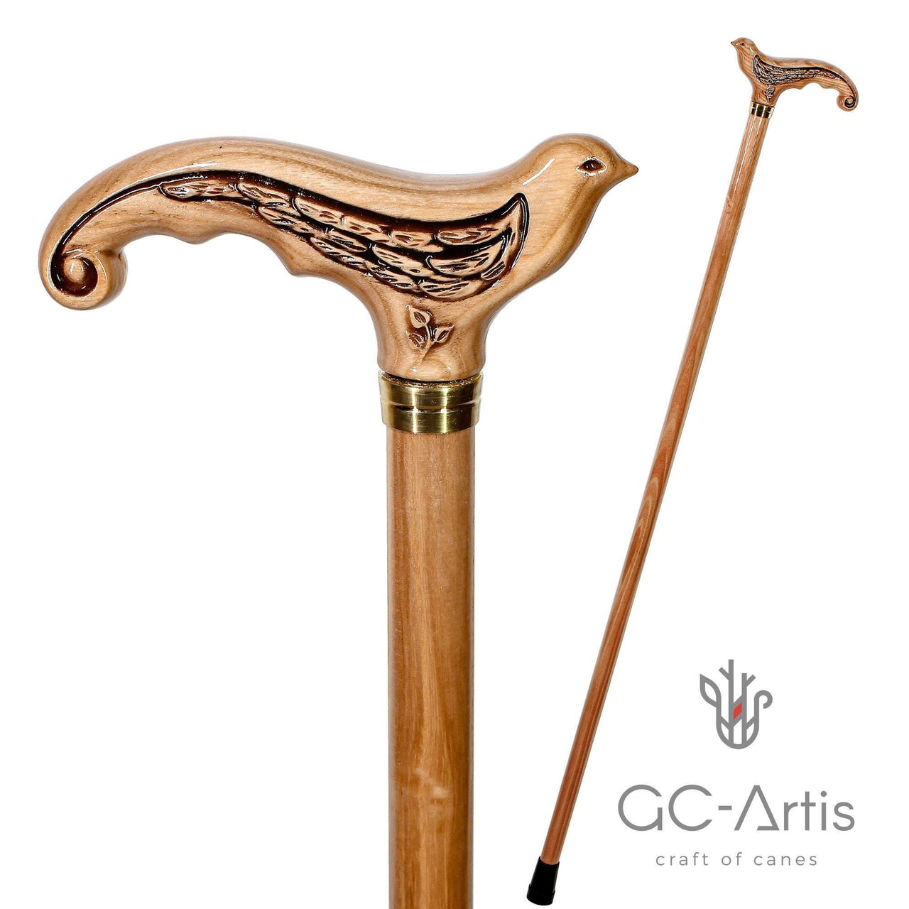 Swallow Bird Light Wooden Cane ladies walking stick - GC-Artis Walking Sticks Canes