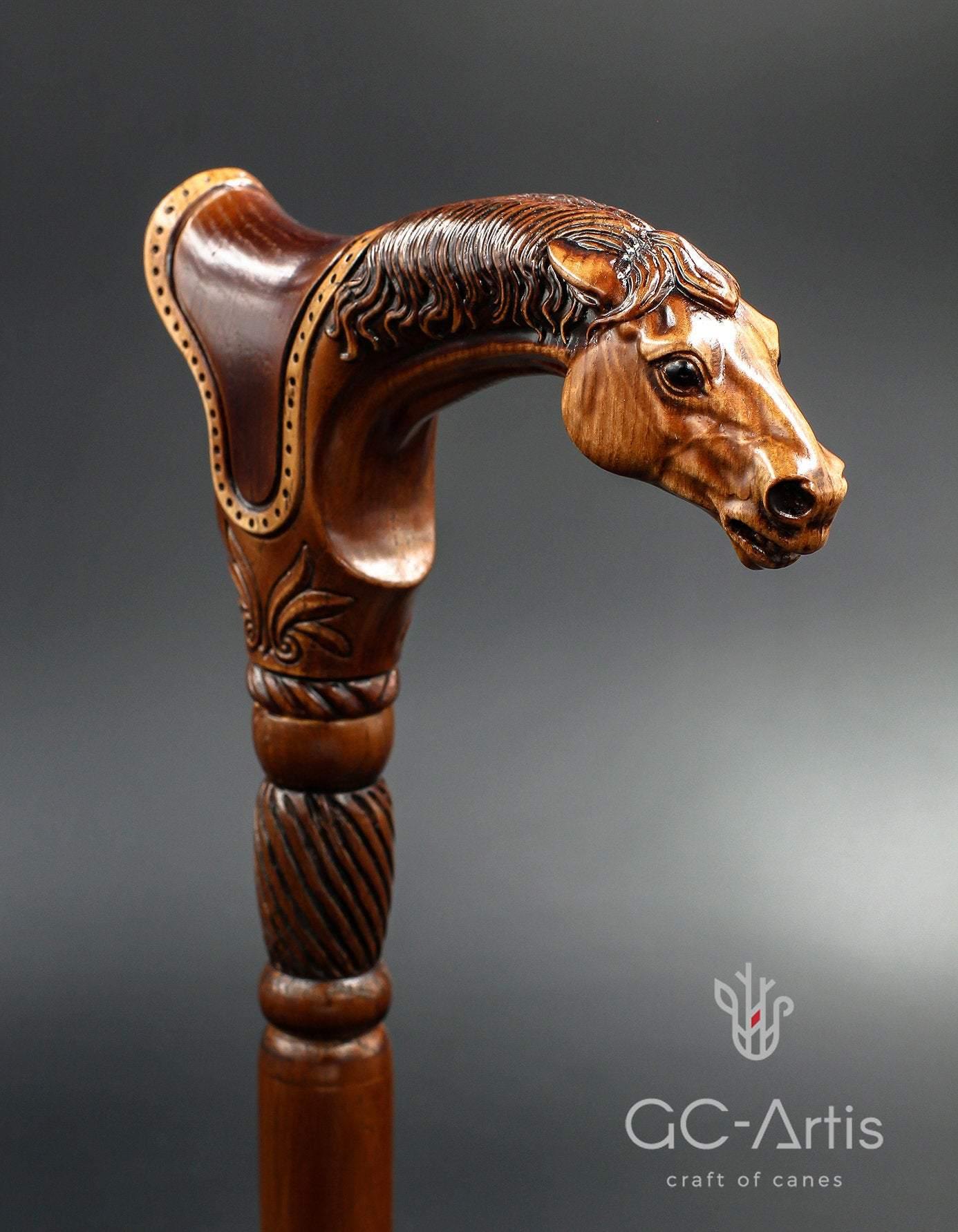 Wooden Cane Walking Stick Horse with Saddle - GC-Artis Walking Sticks Canes