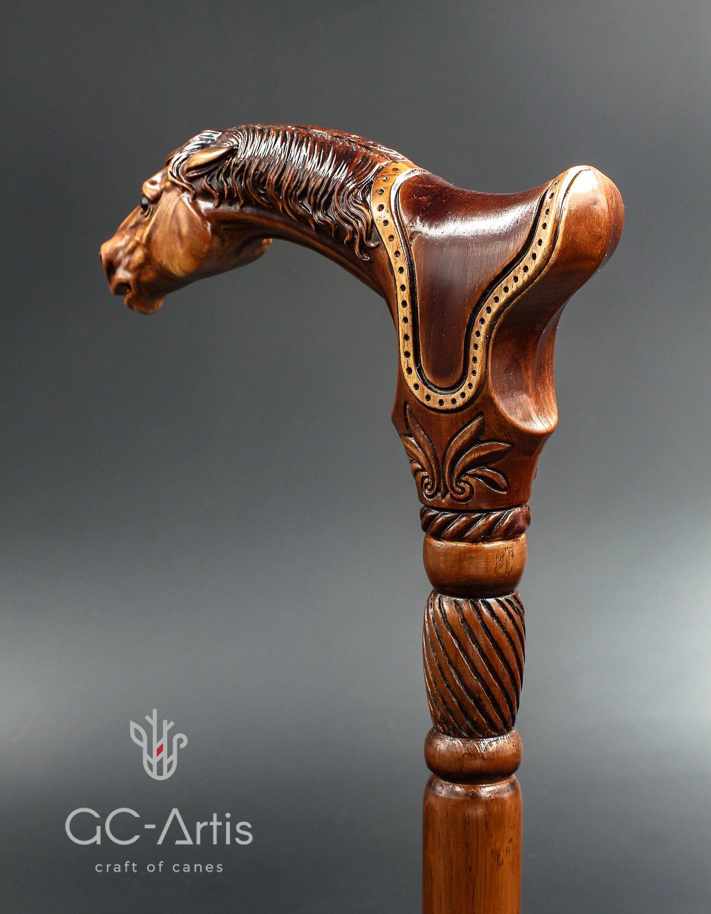 Wooden Cane Walking Stick Horse with Saddle - GC-Artis Walking Sticks Canes