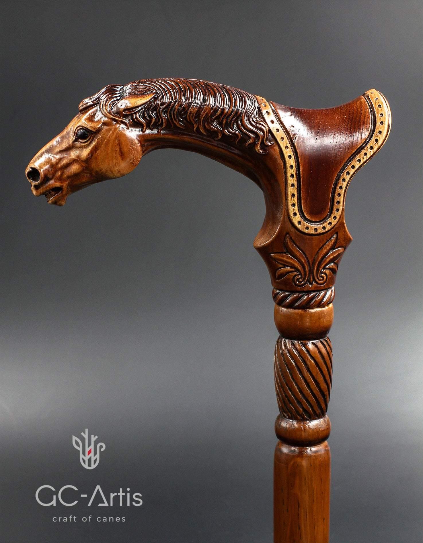 Wooden Cane Walking Stick Horse with Saddle - GC-Artis Walking Sticks Canes