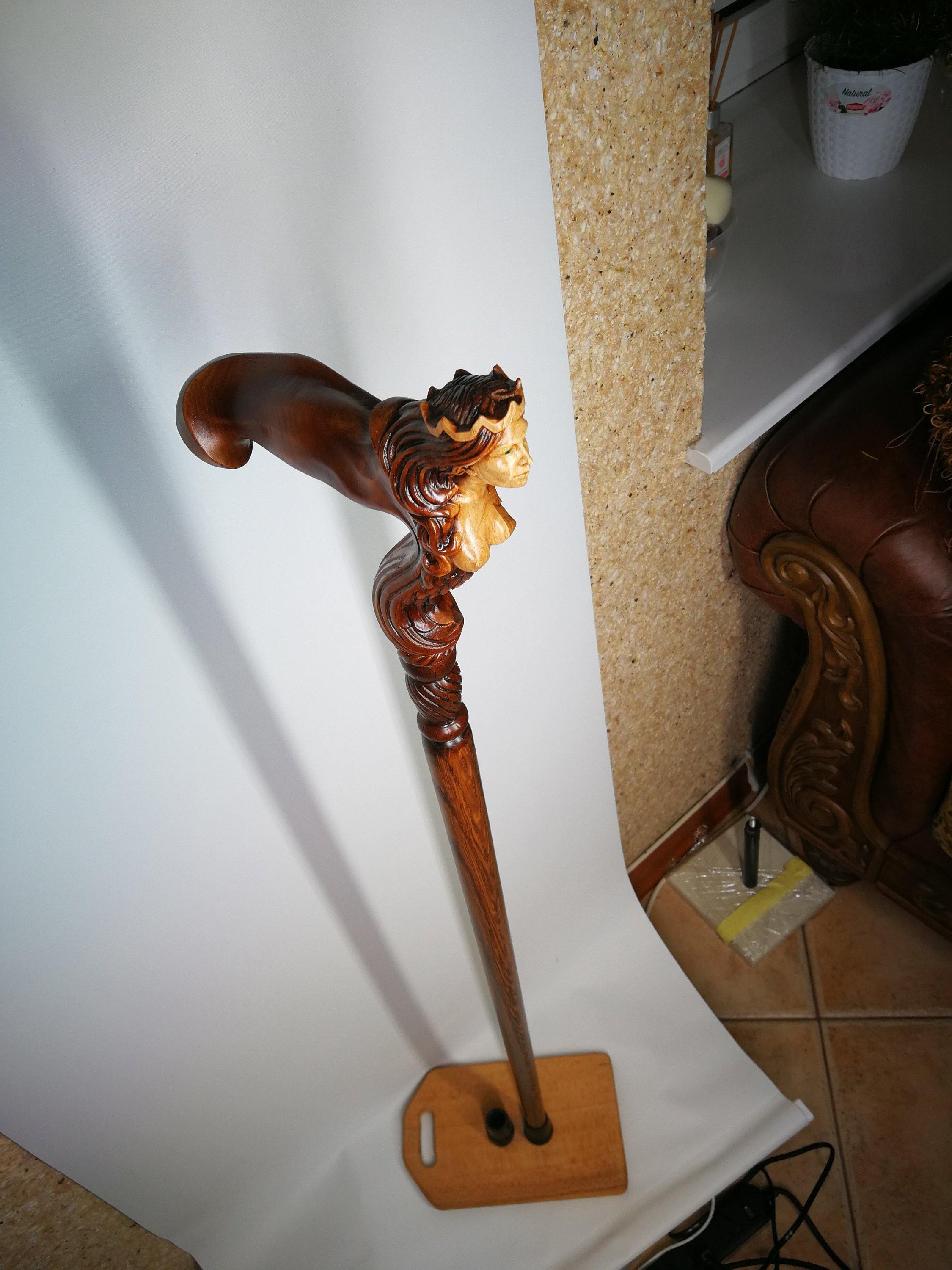 Ergonomic Palm Grip Handle Wooden Walking cane Fantasy Syren - GC-Artis Walking Sticks Canes