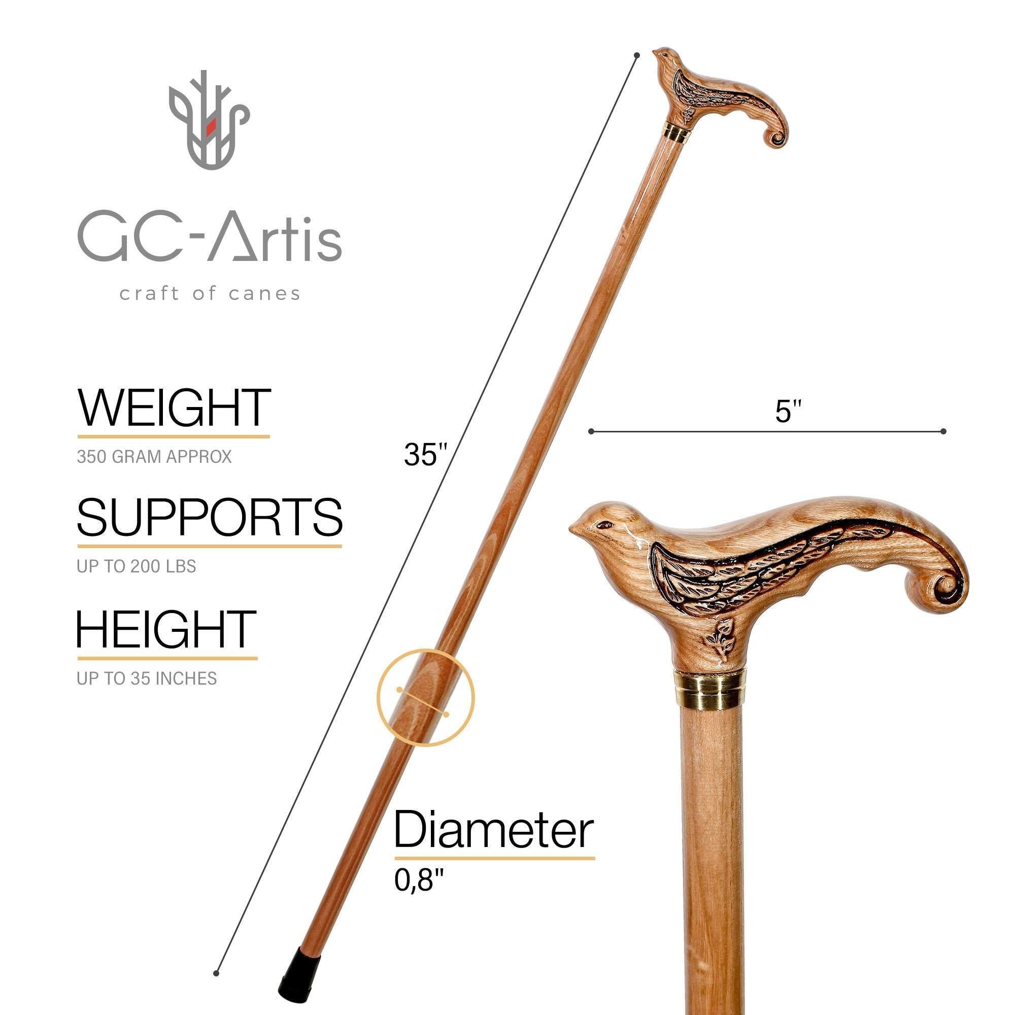 Swallow Bird Light Wooden Cane ladies walking stick - GC-Artis Walking Sticks Canes