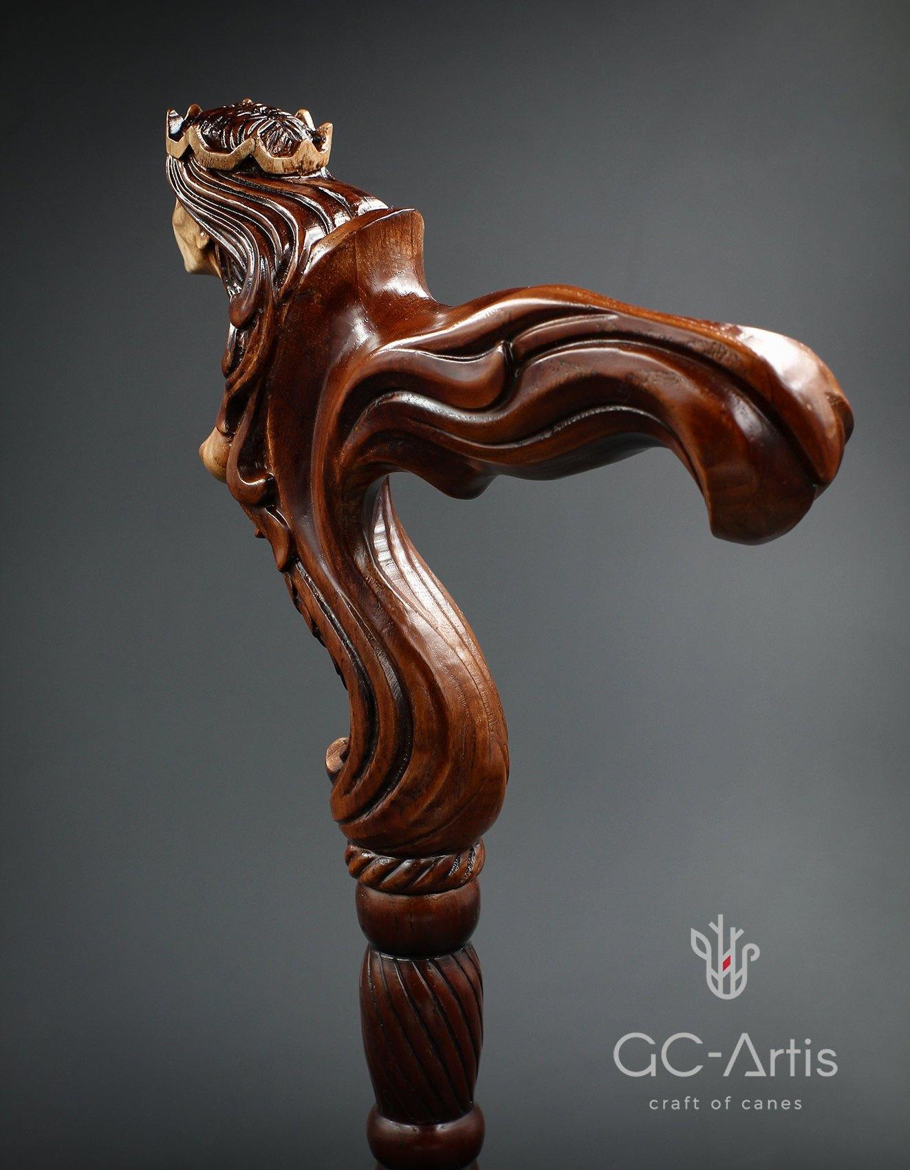 Ergonomic Palm Grip Handle Wooden Walking cane Fantasy Syren - GC-Artis Walking Sticks Canes