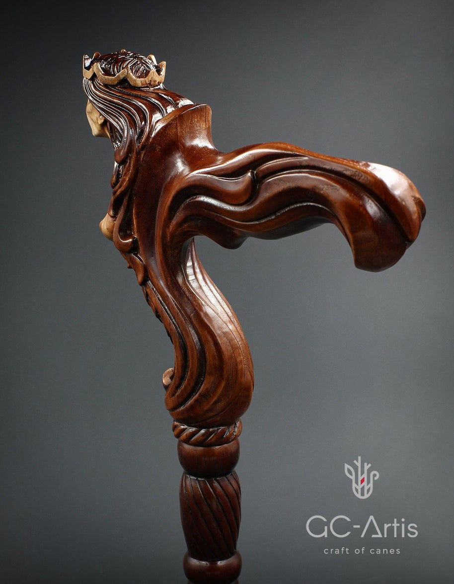 Ergonomic Palm Grip Handle Wooden Walking cane Fantasy Syren - GC-Artis Walking Sticks Canes