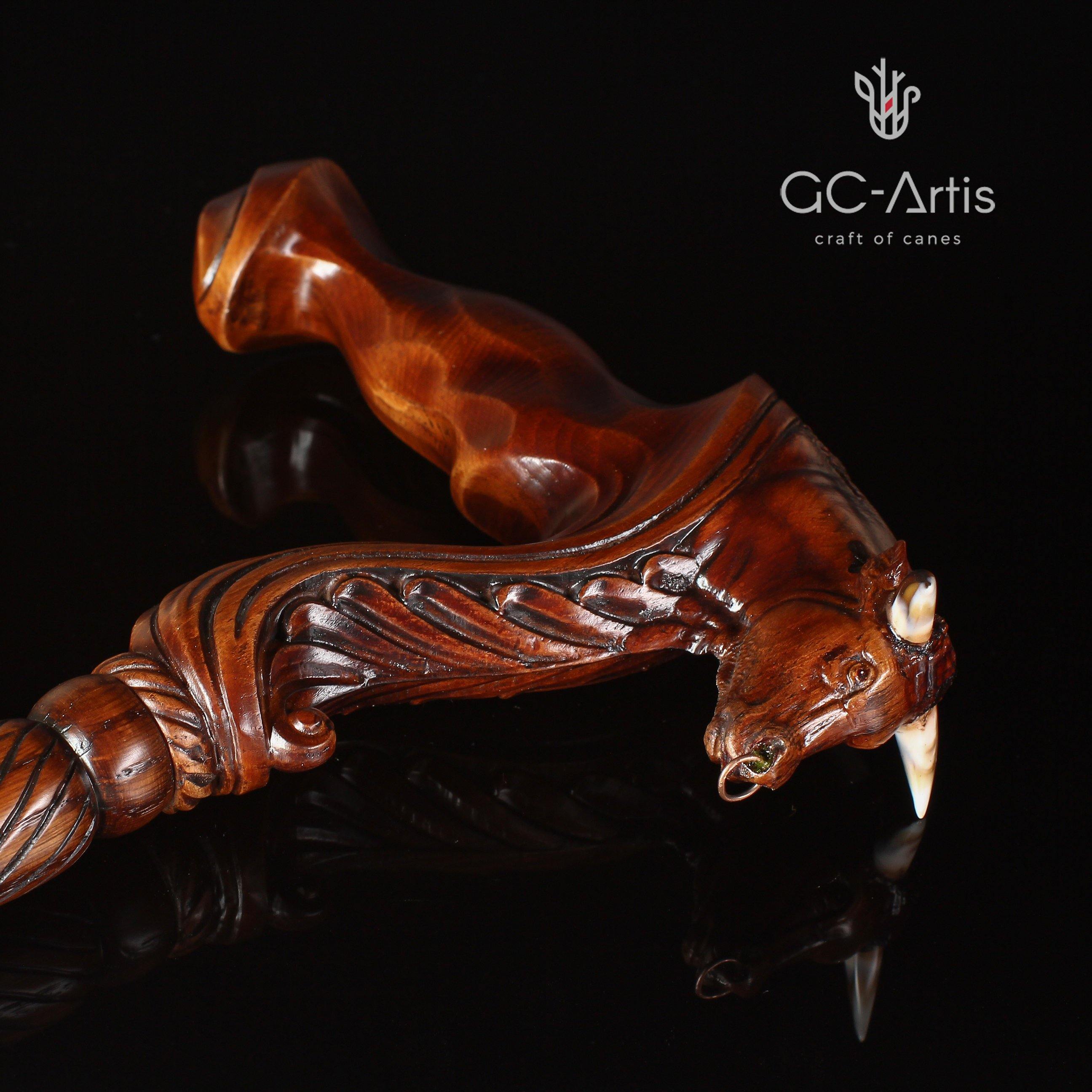 Wooden Ox Bull Cane Walking Stick Ergonomic Handle - GC-Artis Walking Sticks Canes