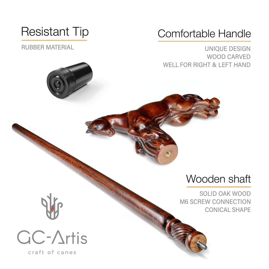 Wooden Cane Walking Stick Horse Springt - GC-Artis Walking Sticks Canes
