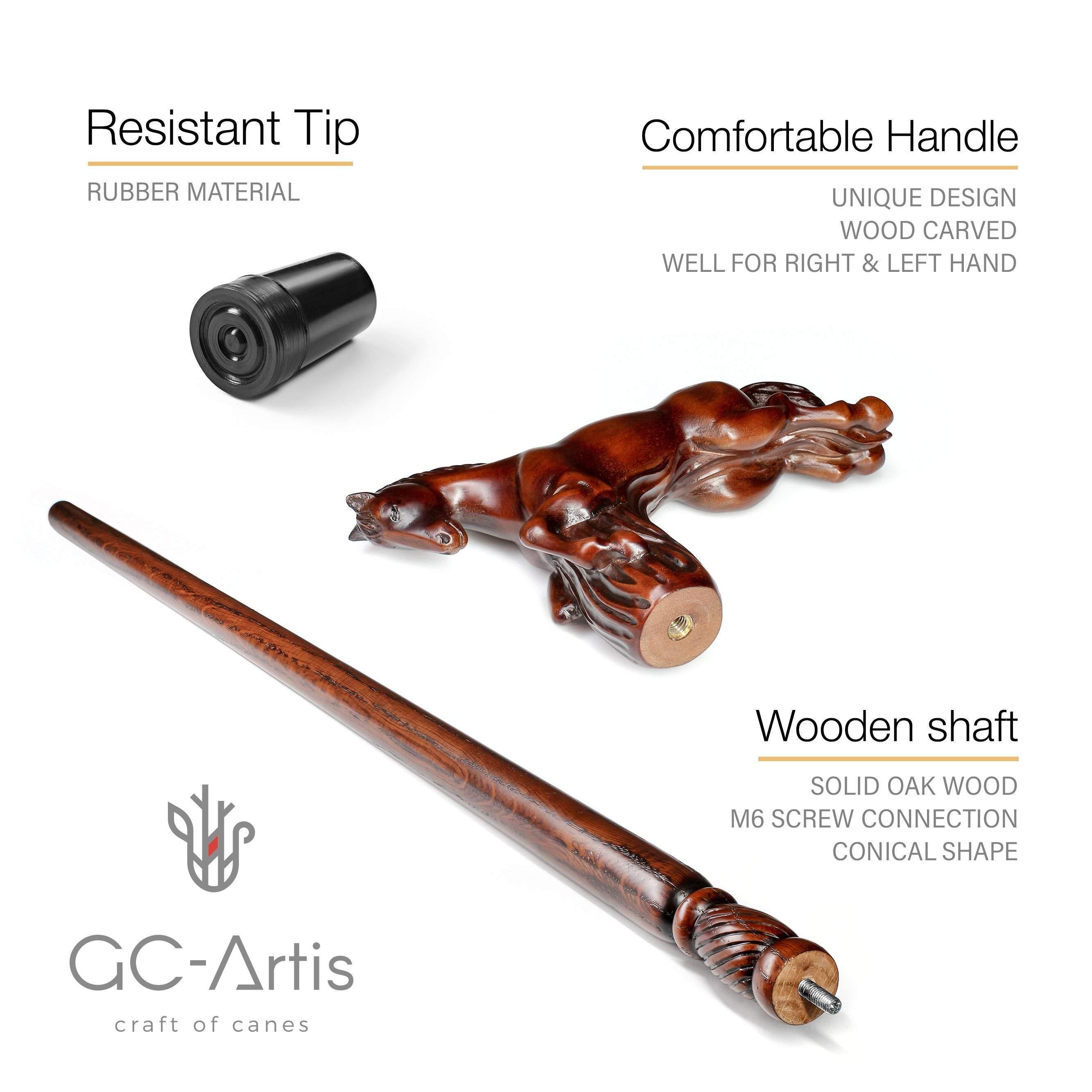 Wooden Cane Walking Stick Horse Springt - GC-Artis Walking Sticks Canes