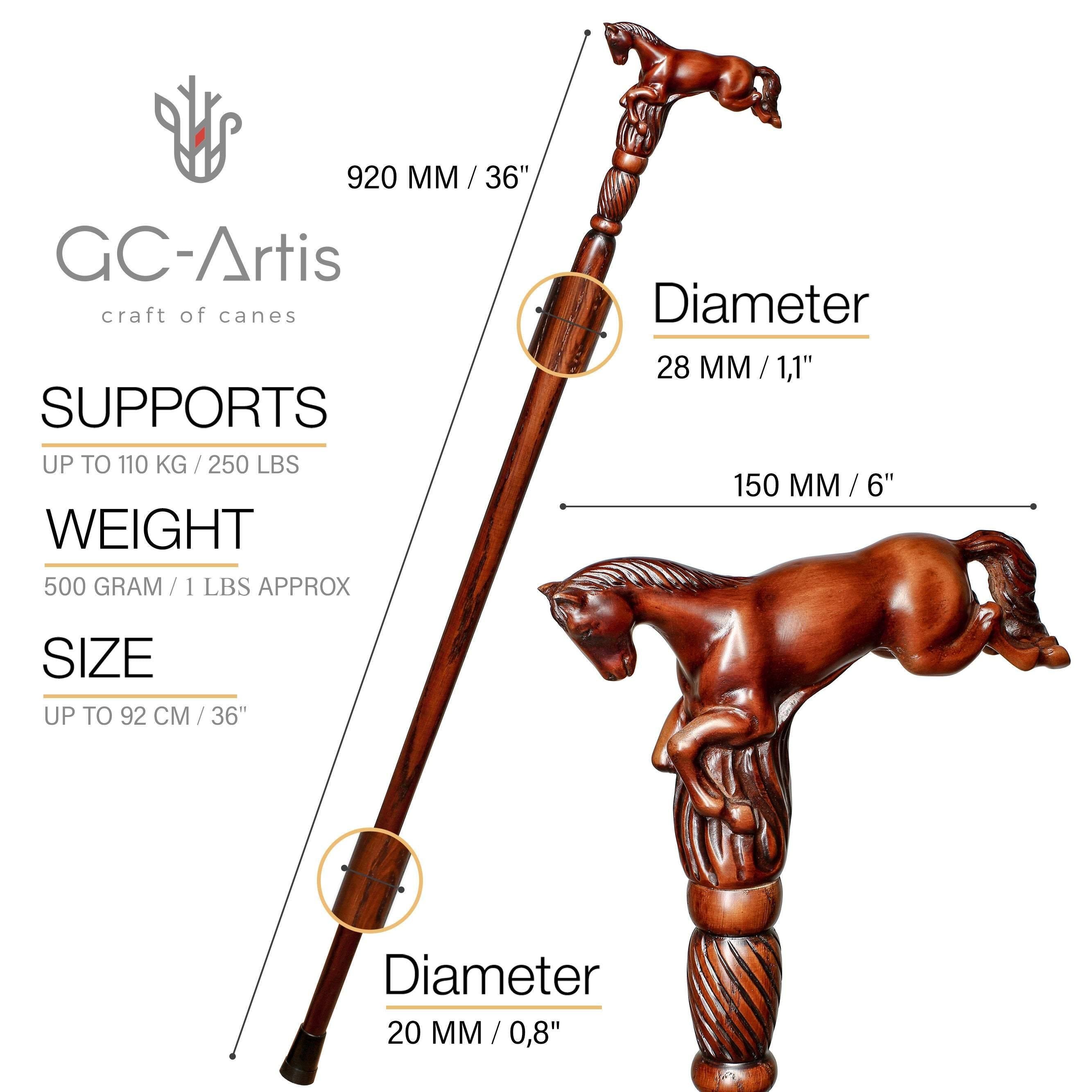 Wooden Cane Walking Stick Horse Springt - GC-Artis Walking Sticks Canes