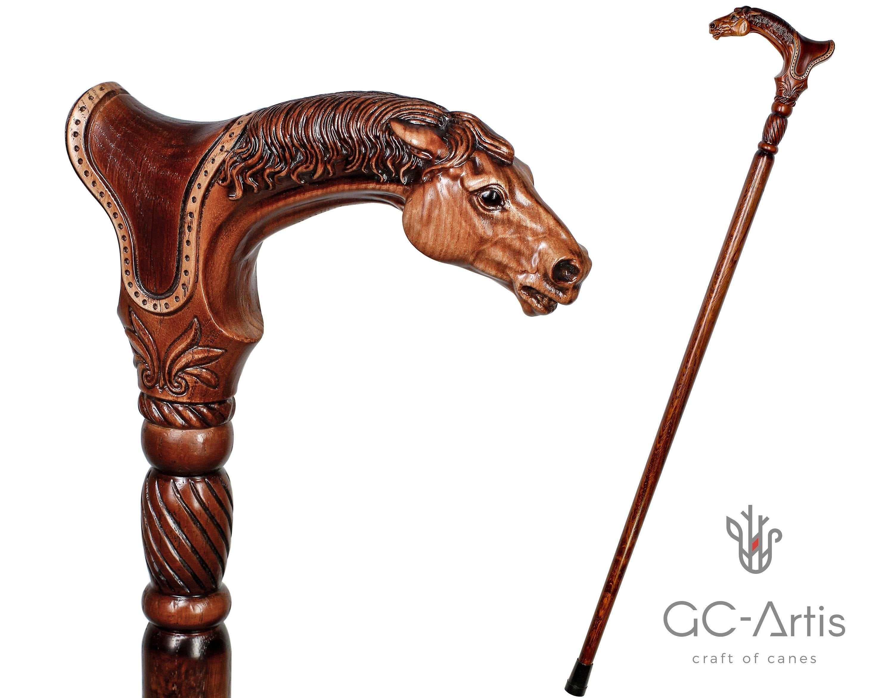 Wooden Cane Walking Stick Horse with Saddle - GC-Artis Walking Sticks Canes
