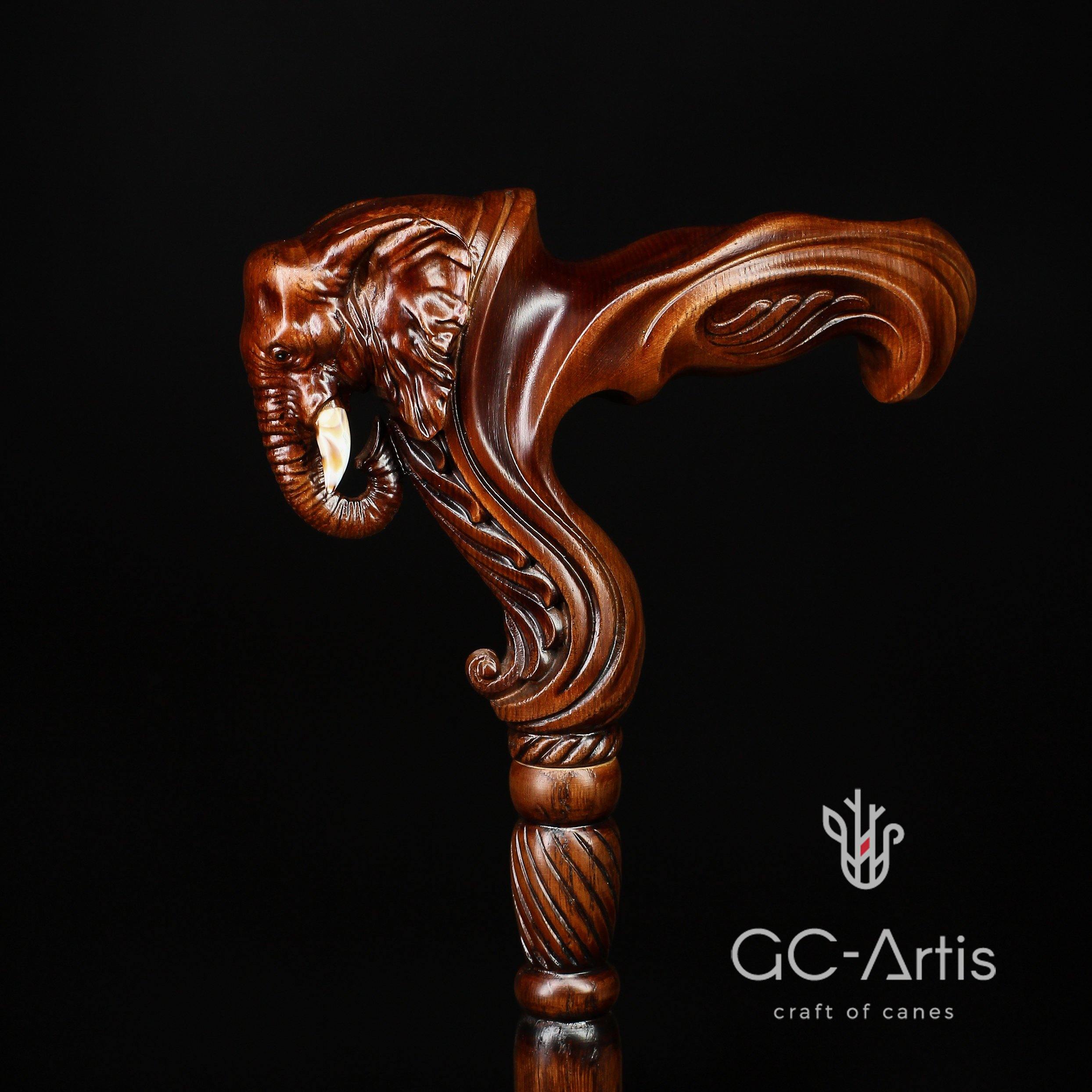 Elephant Cane Wooden Walking Stick Ergonomic Handle - GC-Artis Walking Sticks Canes