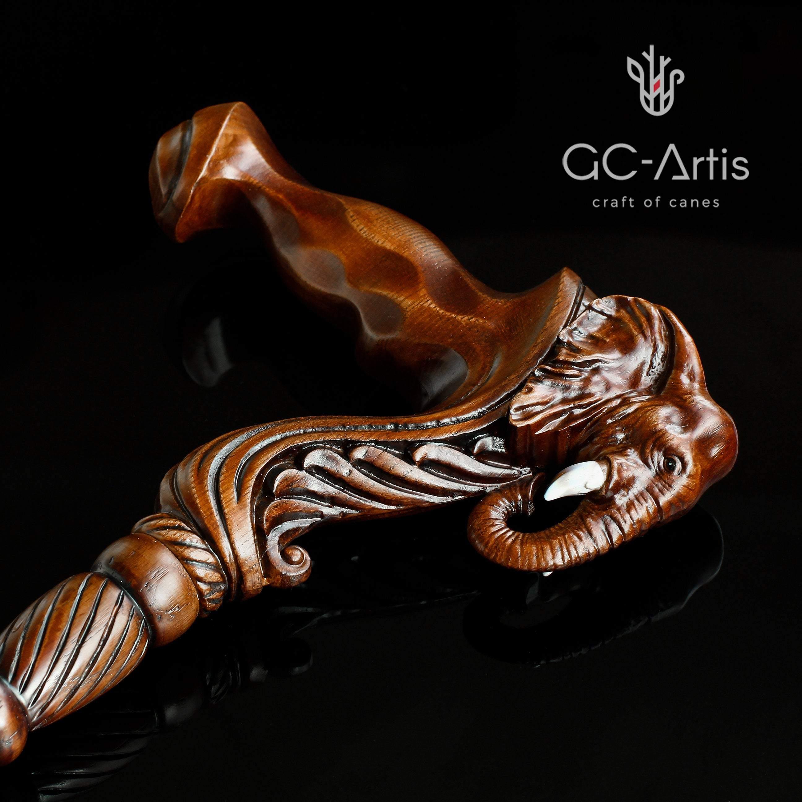 Elephant Cane Wooden Walking Stick Ergonomic Handle - GC-Artis Walking Sticks Canes