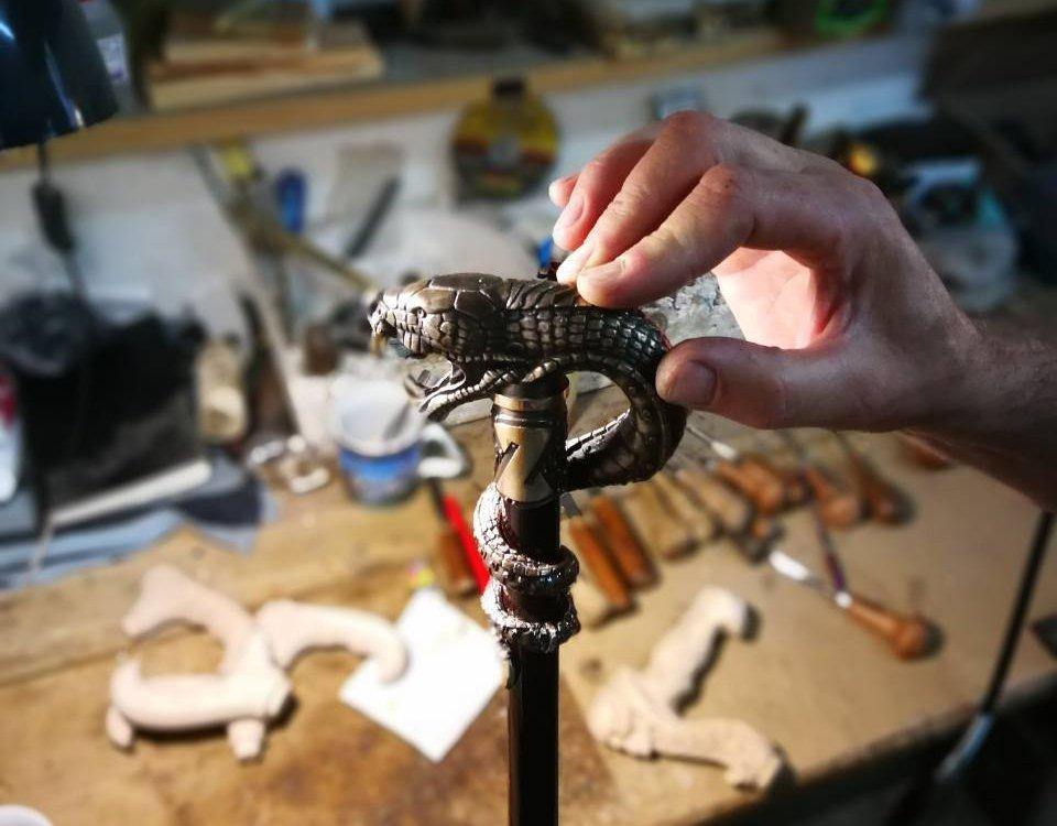 Collectible Dragon Snake Bronze Walking Stick Cane Brass Casted Artisan - GC-Artis Walking Sticks Canes