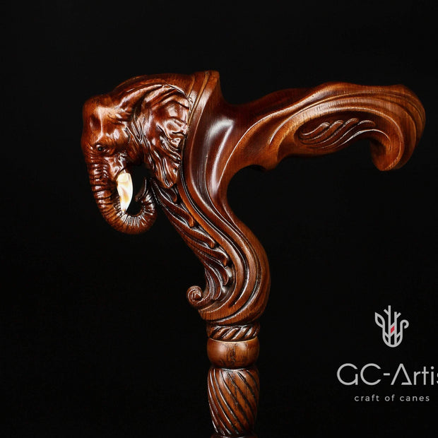 Elephant Cane Wooden Walking Stick Ergonomic Handle - GC-Artis Walking Sticks Canes