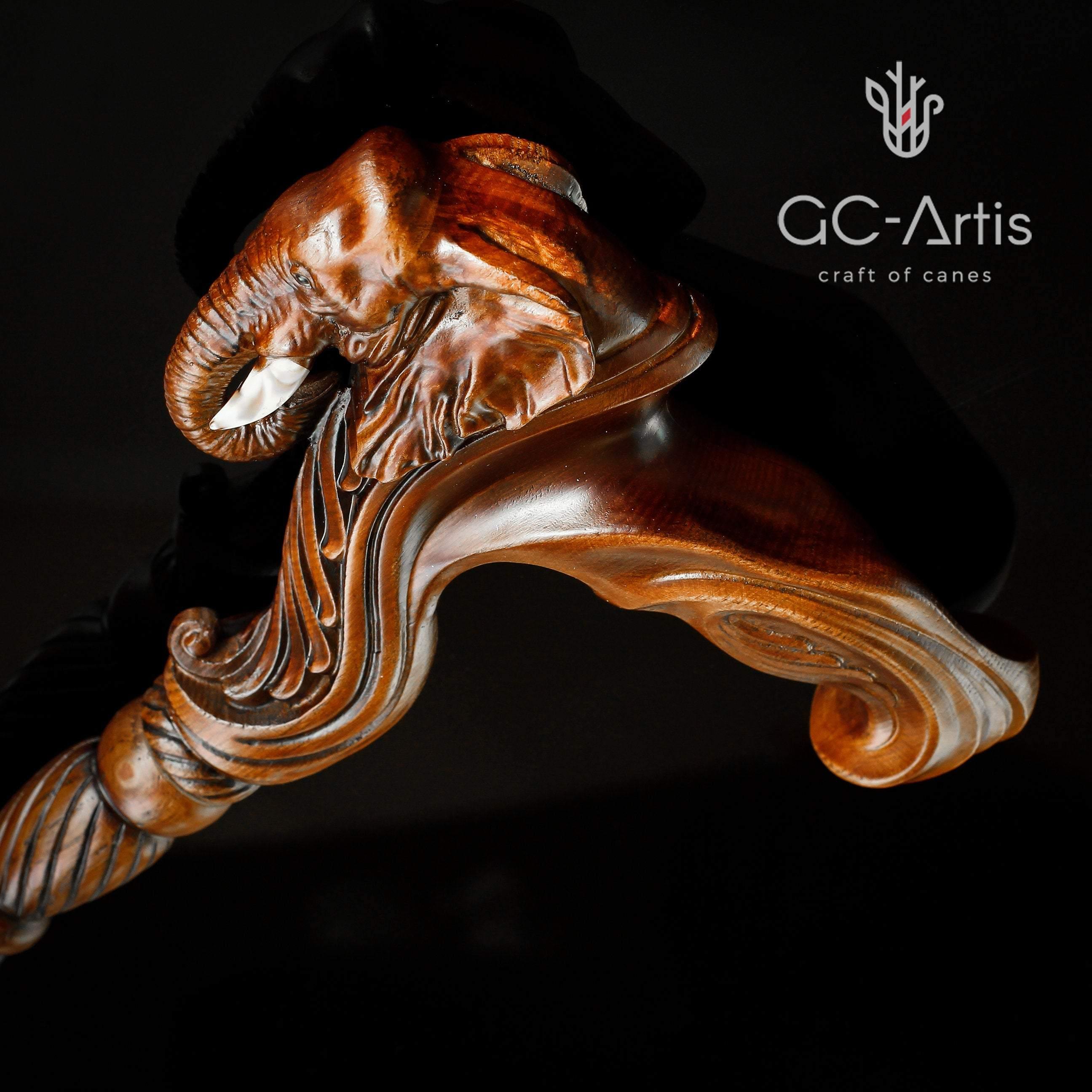 Elephant Cane Wooden Walking Stick Ergonomic Handle - GC-Artis Walking Sticks Canes