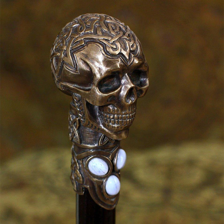 Bronze Skull Walking Stick Cane Top Knob Handle - GC-Artis Walking Sticks Canes
