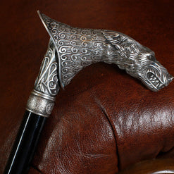Wolf Wolfman Bronze Silver Plated Walking Stick Cane - GC-Artis Walking Sticks Canes