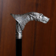 Wolf Wolfman Bronze Silver Plated Walking Stick Cane - GC-Artis Walking Sticks Canes