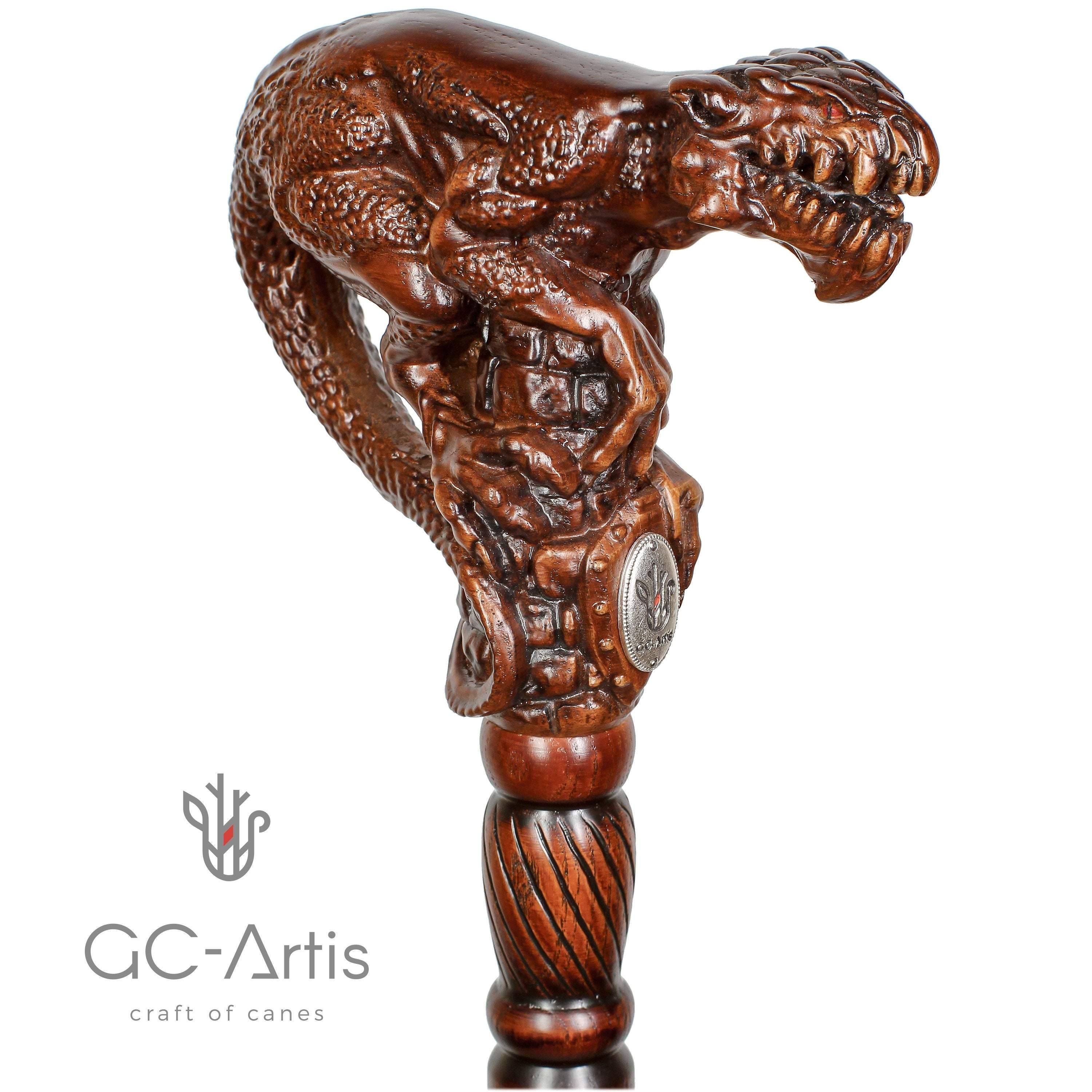 Swamp monster wooden walking stick cane - GC-Artis Walking Sticks Canes