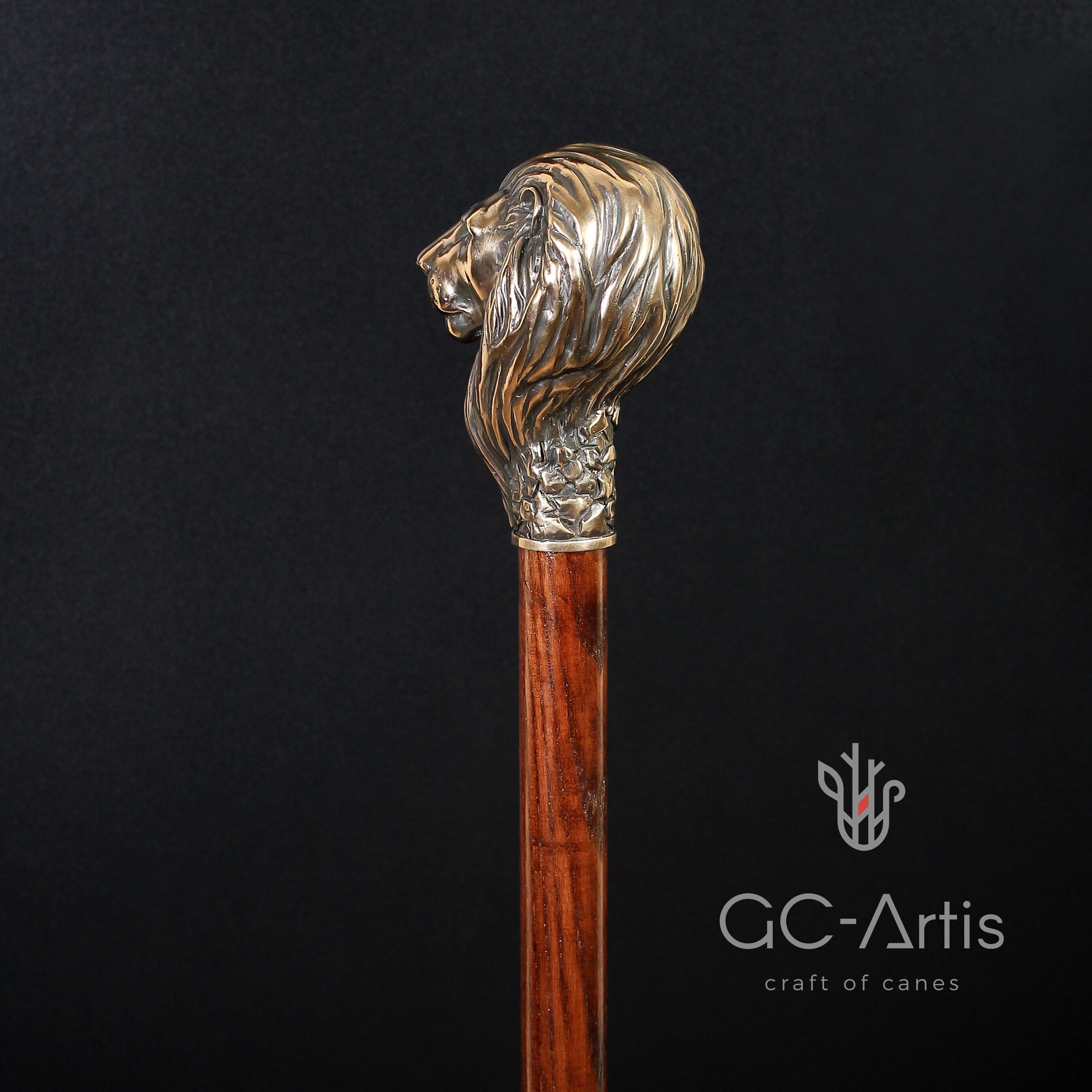 Bronze Lion Walking Stick Cane 