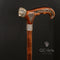 Lion Cane Walking Stick Bronze & Wooden 