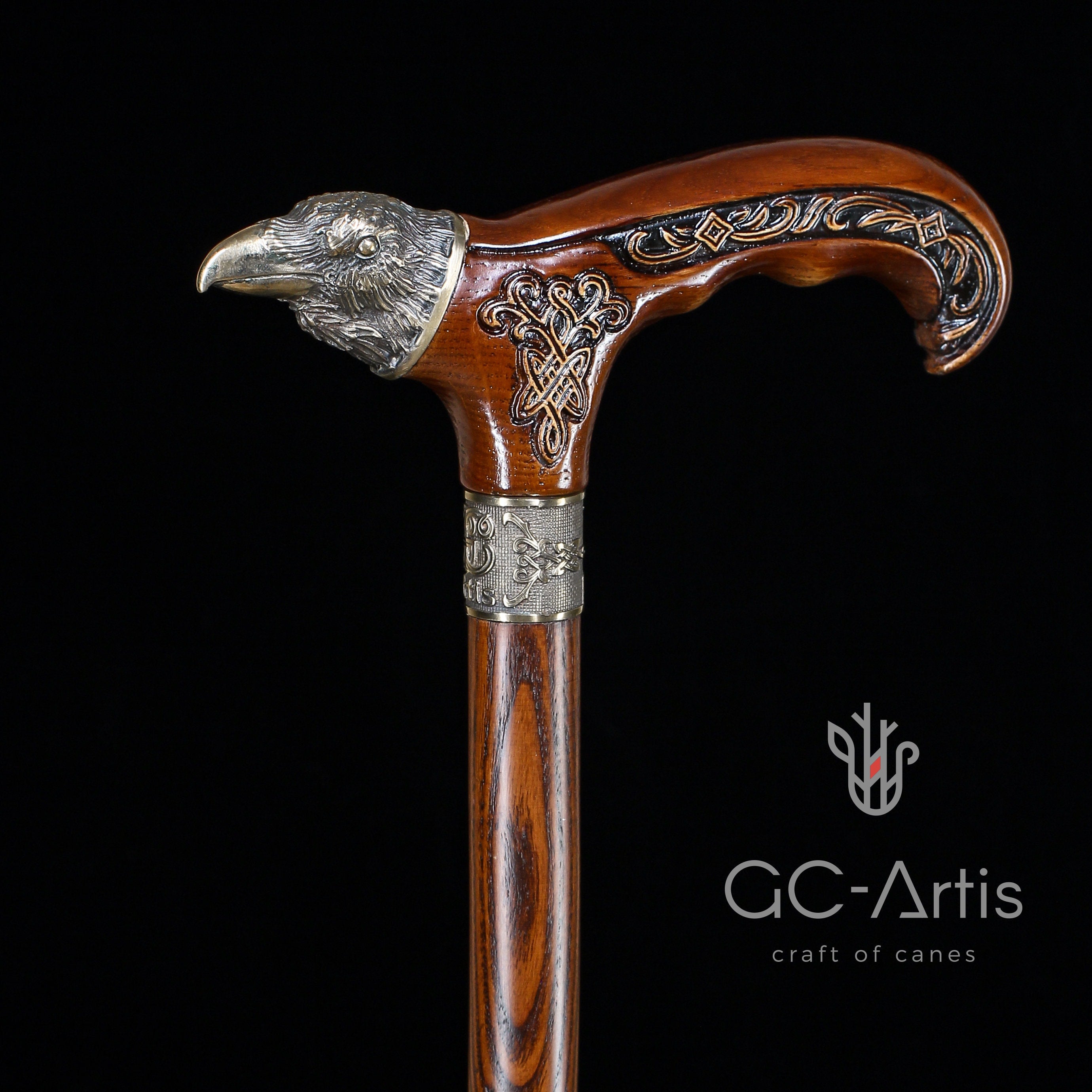 Raven Walking Cane wood & bronze 