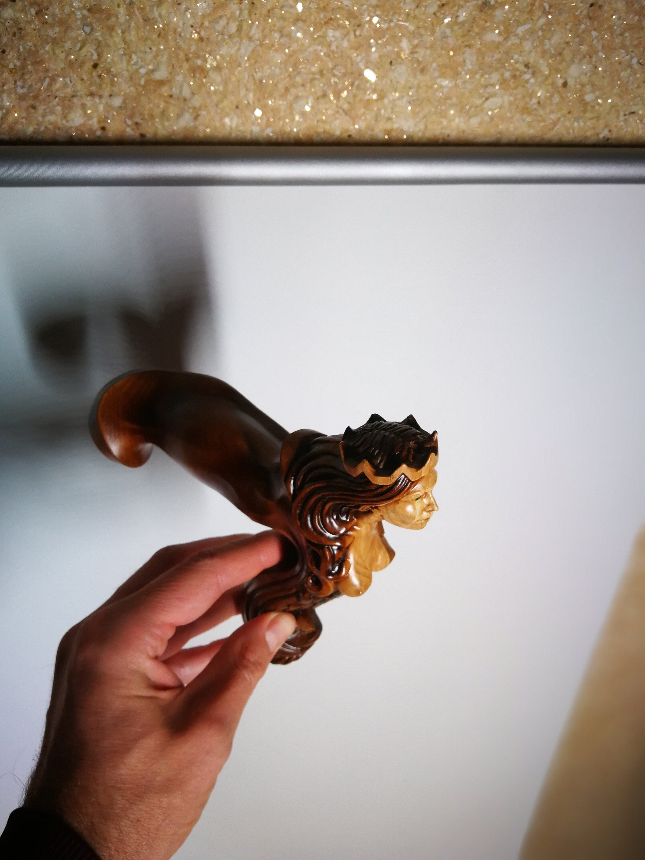 Replacement Ergonomic Wooden Handle for Walking Stick Cane without a shaft