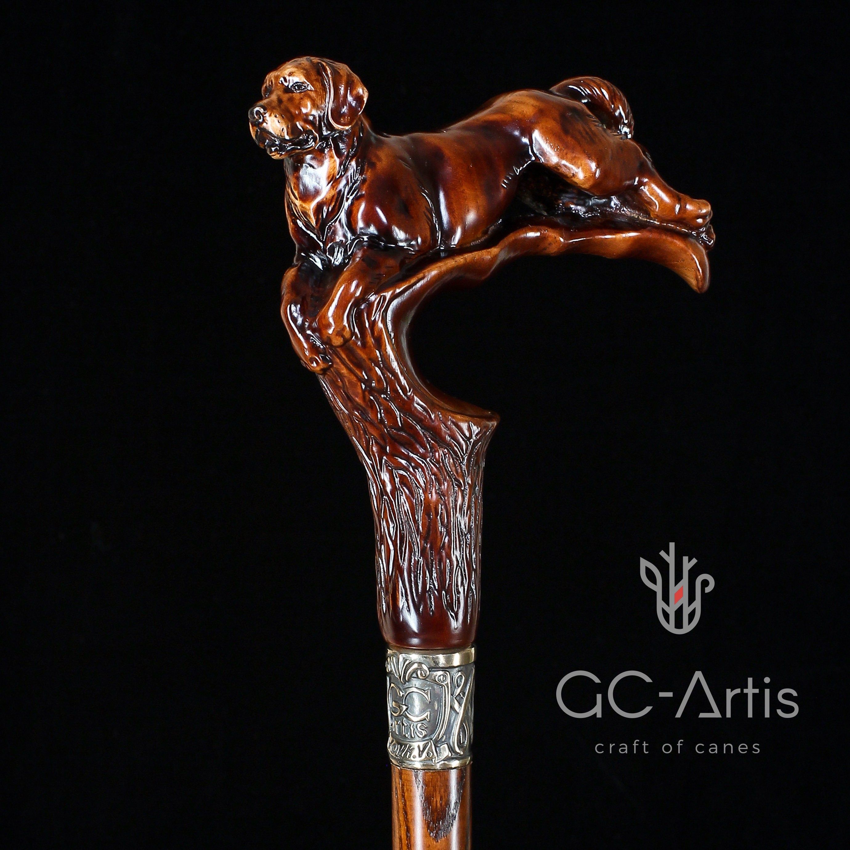 Labrador Dog Wooden Cane Walking Stick 