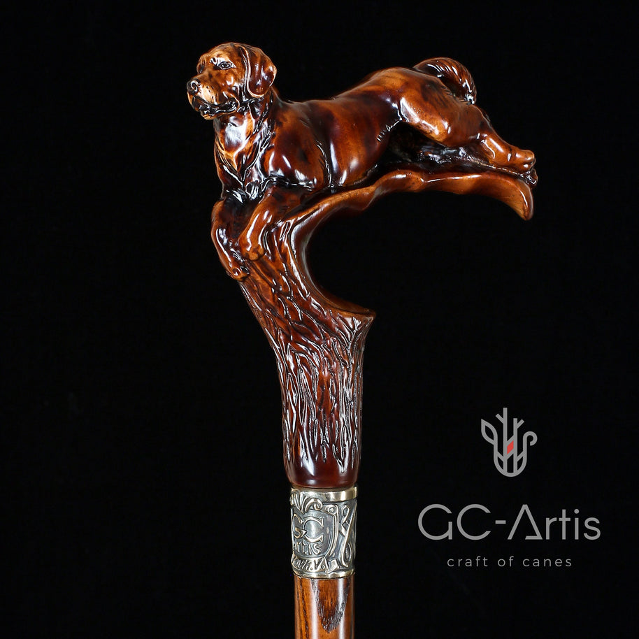 Labrador Dog Wooden Cane Walking Stick