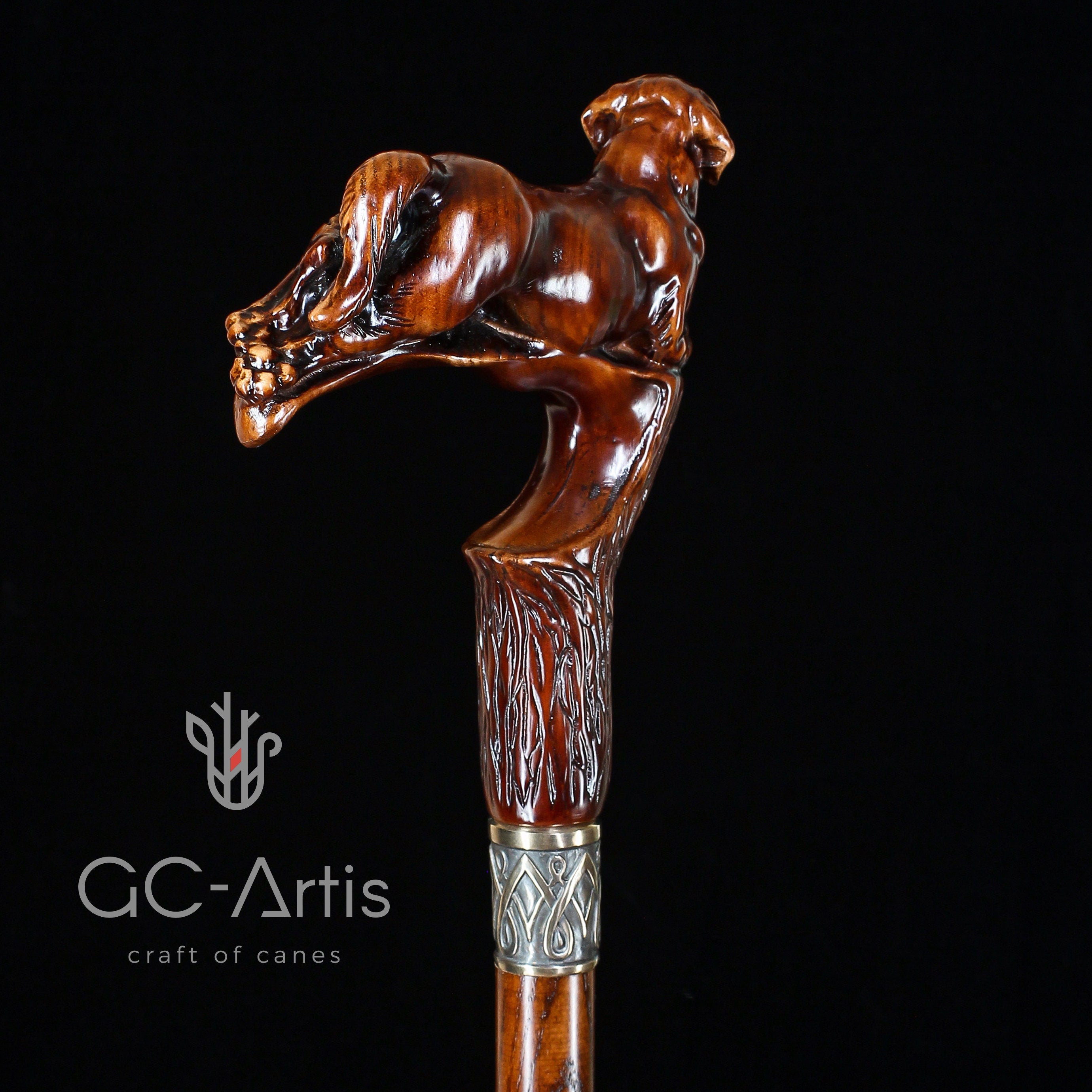 Labrador Dog Wooden Cane Walking Stick 