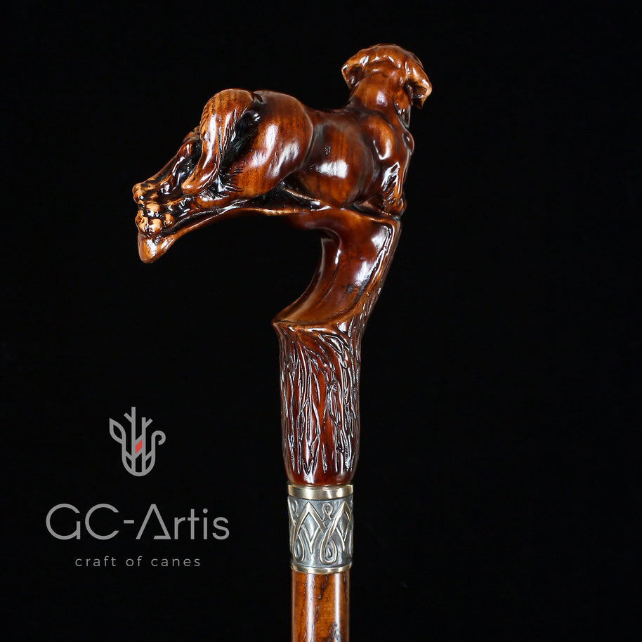 Labrador Dog Wooden Cane Walking Stick